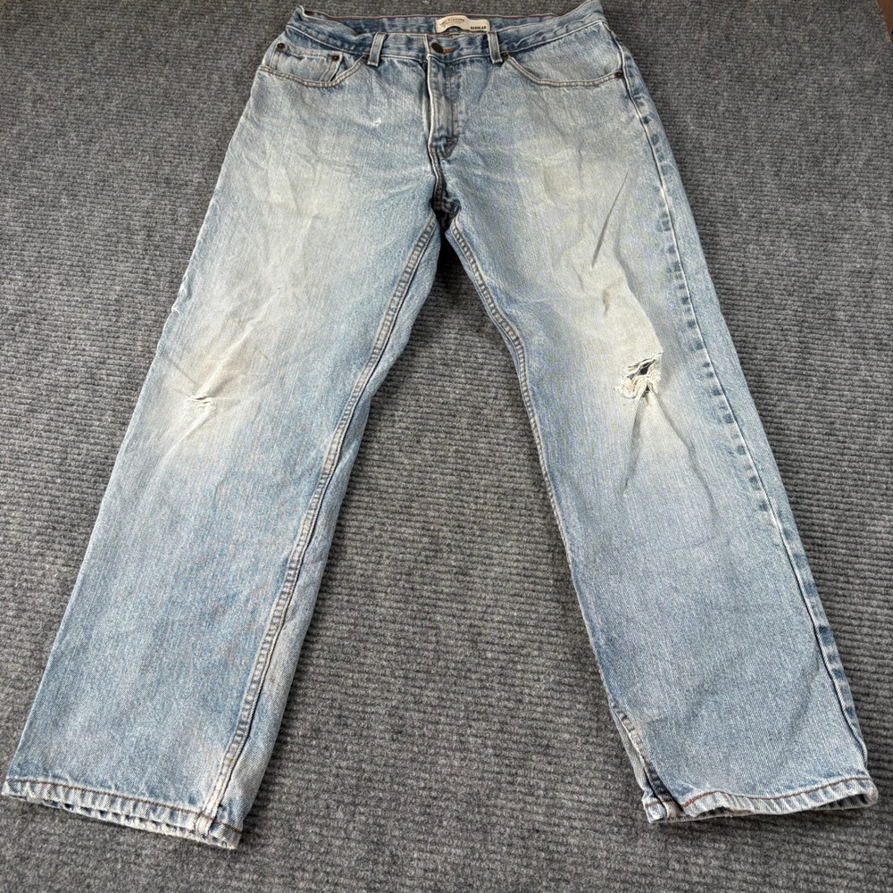 Levi Strauss Signature Regular Fit Distressed Light Wash Jeans Mens 34x29